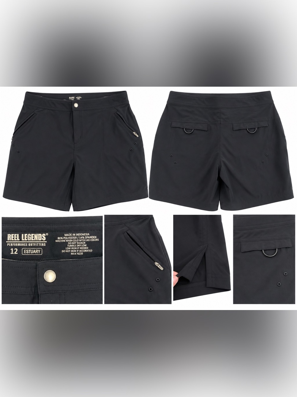 Reel Legends Black Athletic Performance Shorts